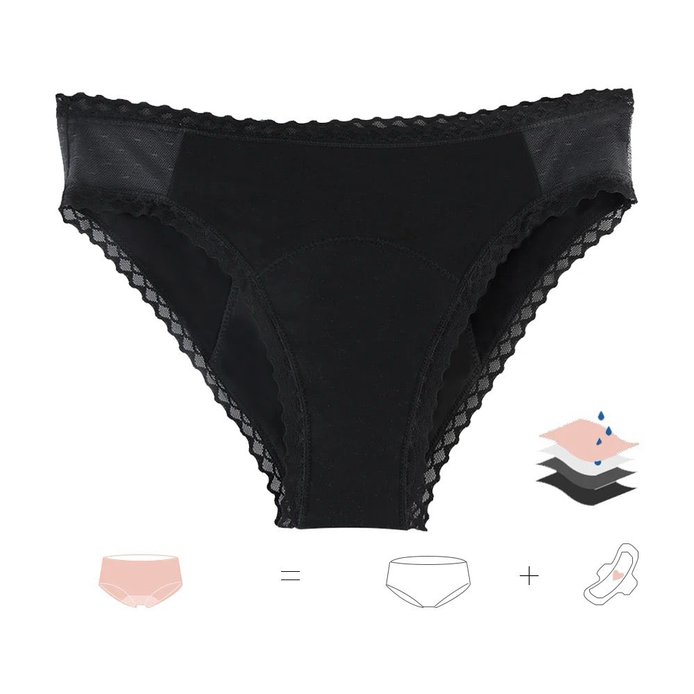 Emma-Culotte menstruelle noire – Flux moyen à abondant