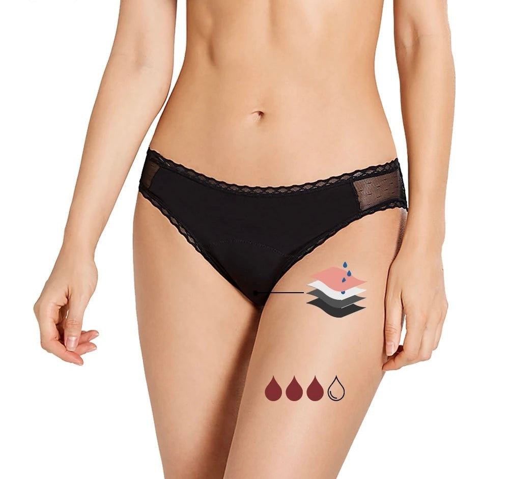 Emma-Culotte menstruelle noire – Flux moyen à abondant